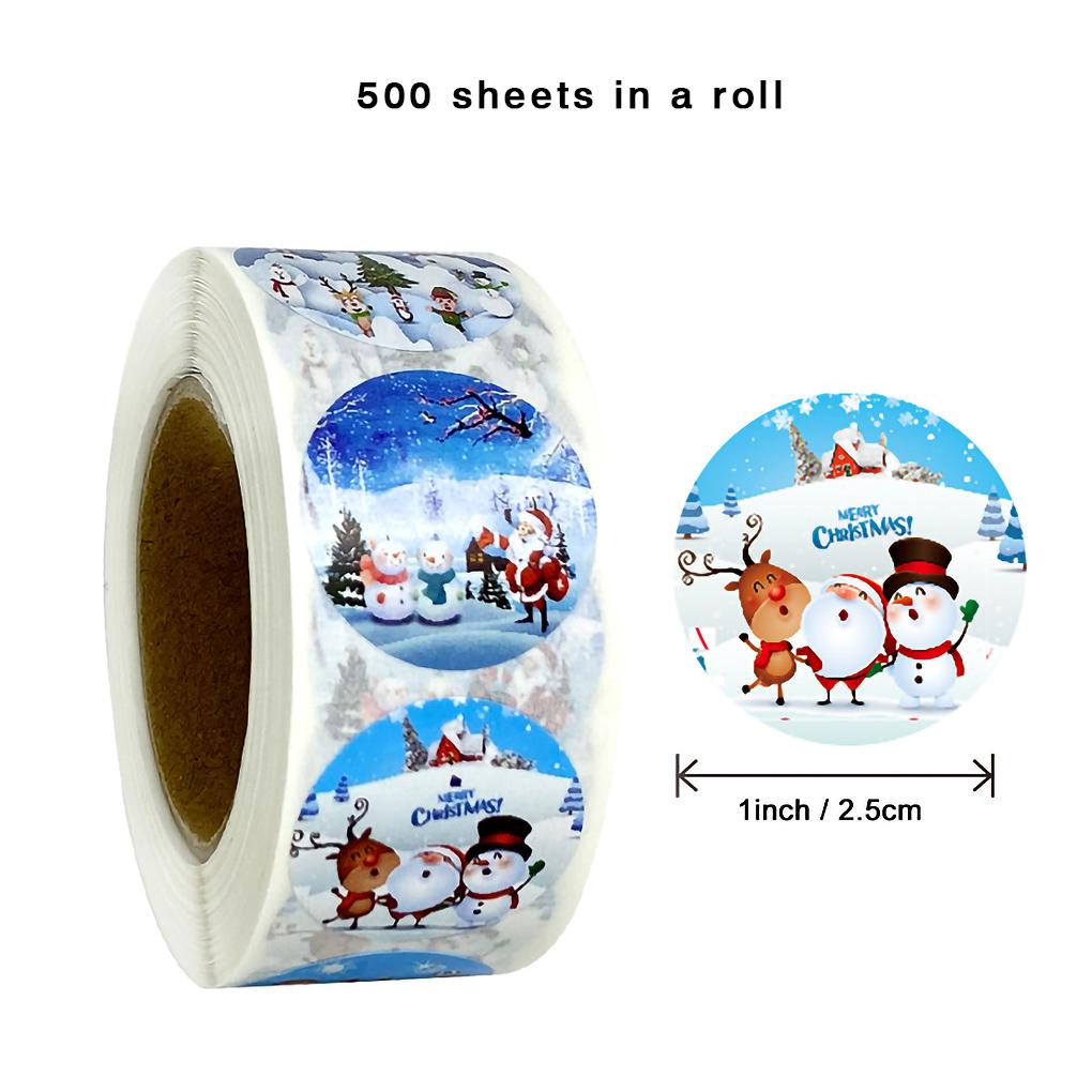 500 szt./rolka Świąteczna Naklejka Uszczelniająca do Torebek na Cukierki Etykieta na Torebkę z Prezentem Dekoracyjne Naklejki na Pudełko z Upominkami