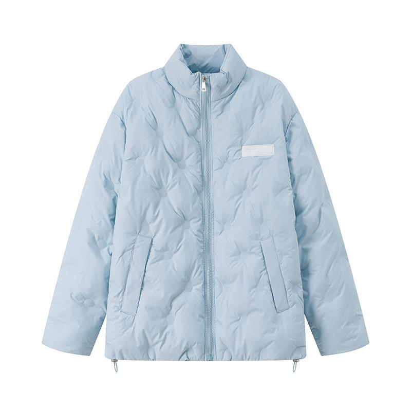New winter cotton-padded clothes women's thick down cotton-padded clothes small embossed rhombus cotton-padded jacket stand-up collar jacket