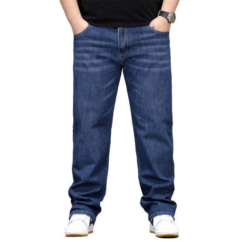 Plus-size men's jeans Loose-fitting stretch trousers Men's straight-leg trousers Dad jeans