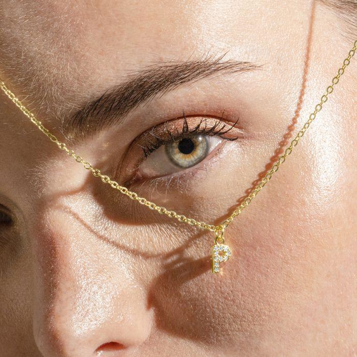 Collier Luxenter avec Zirconia brillant finition or 18k - Alphabet P