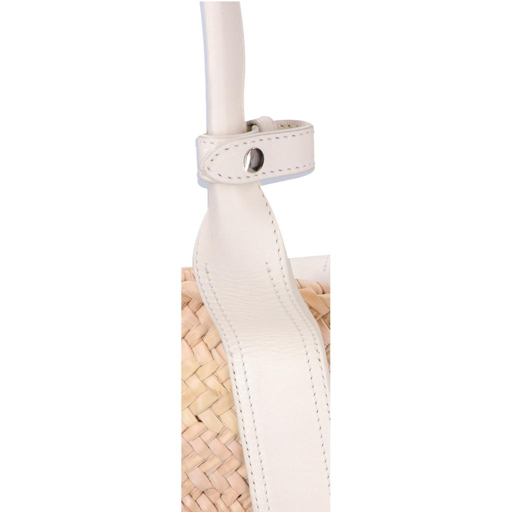 J&MDavidson BASKET M Raffia/Leather Basket Bag Tote Bag Natural / whiteUsed