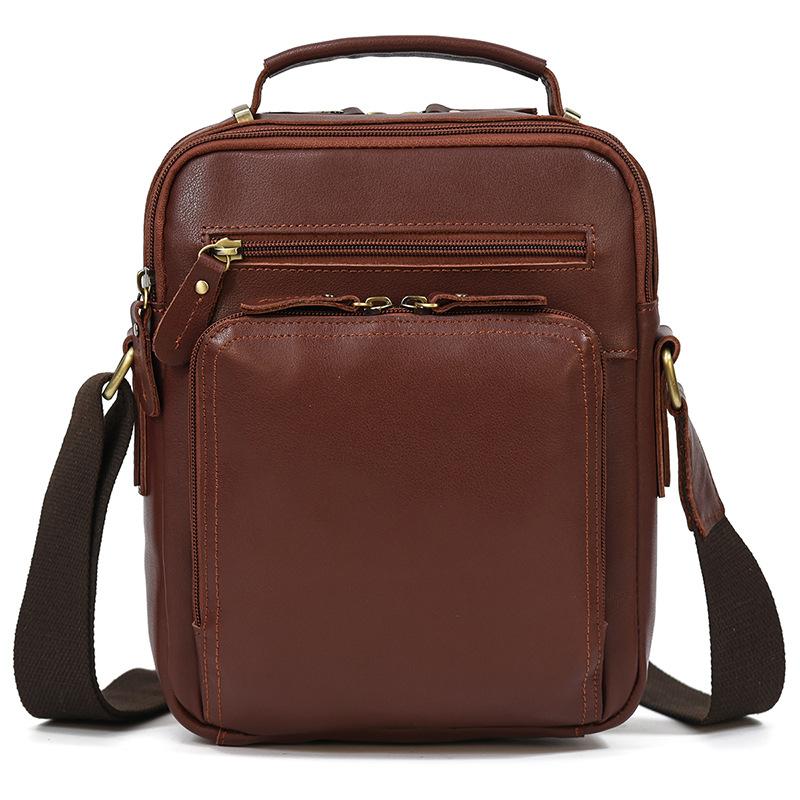 Men'S Genuine Leather Shoulder Bag Casual Messenger Bag First Layer Cowhide Portable Shoulder Bag Genuine Leather Men'S Bag