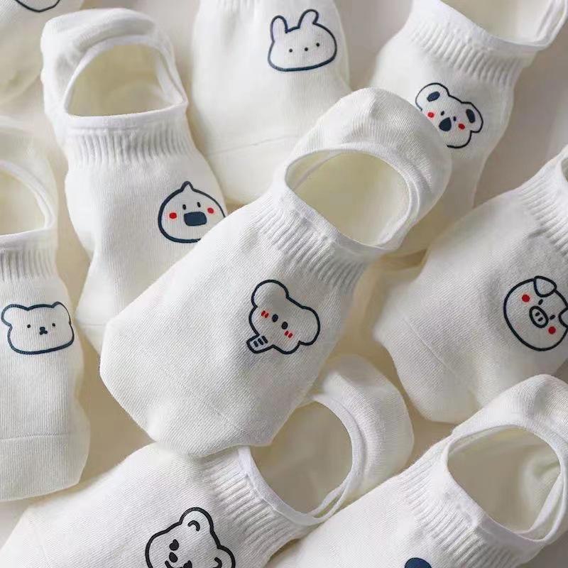 

Женские нескользящие невидимые носки-лодочки с рисунком: Тонкие неглубокие летние и весенние модели 09