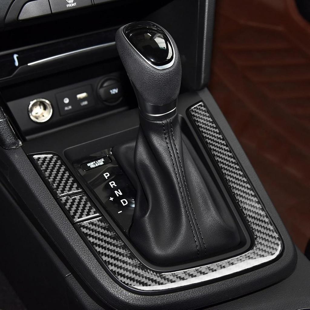 NVCNX Real Carbon Fiber Accessories for Hyundai Elantra 2017 2018 Car Thick Overlay Center Console Gear Shift Panel Button Cover Interior Trim Soft