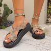 New Summer Women Sandals Color Flat Casual Lace Up Bow Shoes for Ladies  Fashion 2024 Outdoor Leopard Beach Mujer