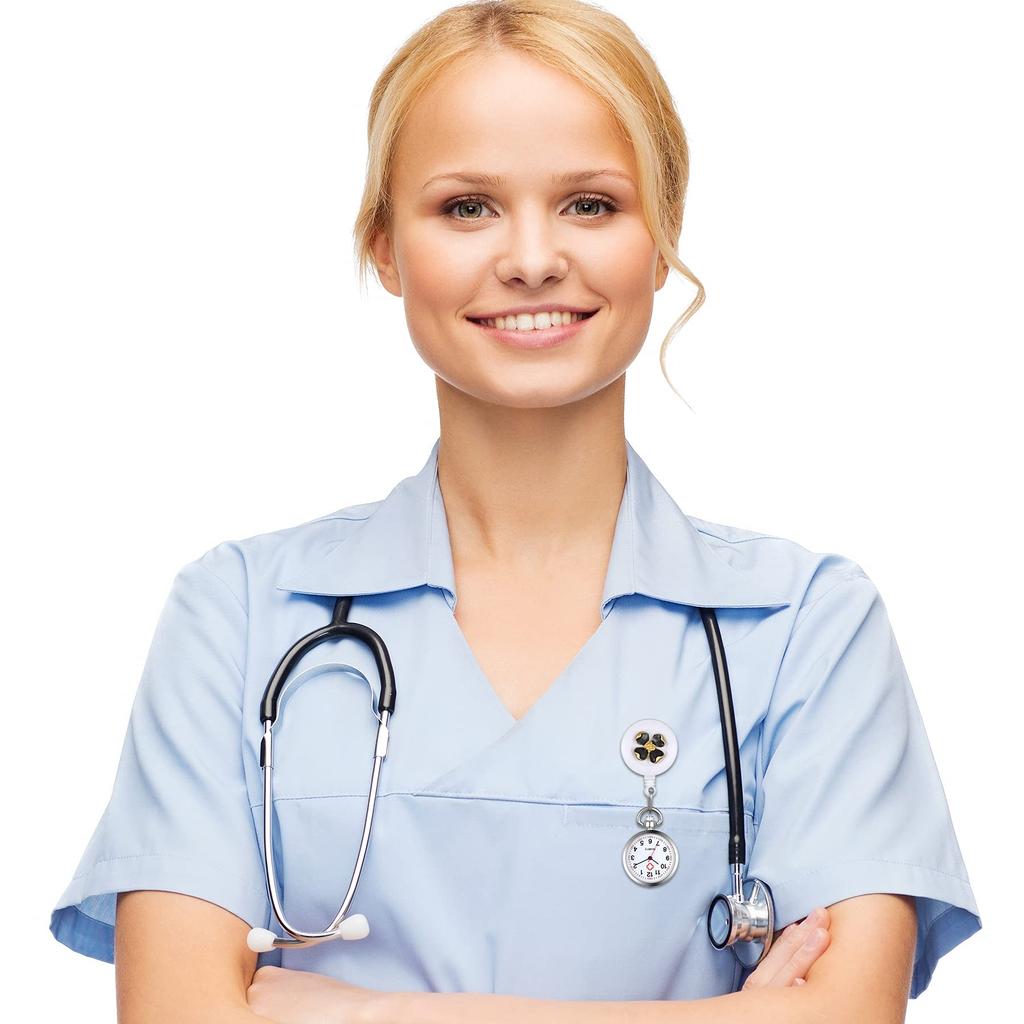 Lancardo Nurse Pocket Watch for Clip Easy to Baked Varnish 3 Colors to Choose Stretchable Watch, Nurses, Type, Unisex, Numbers, Read, Women's, Petals,
