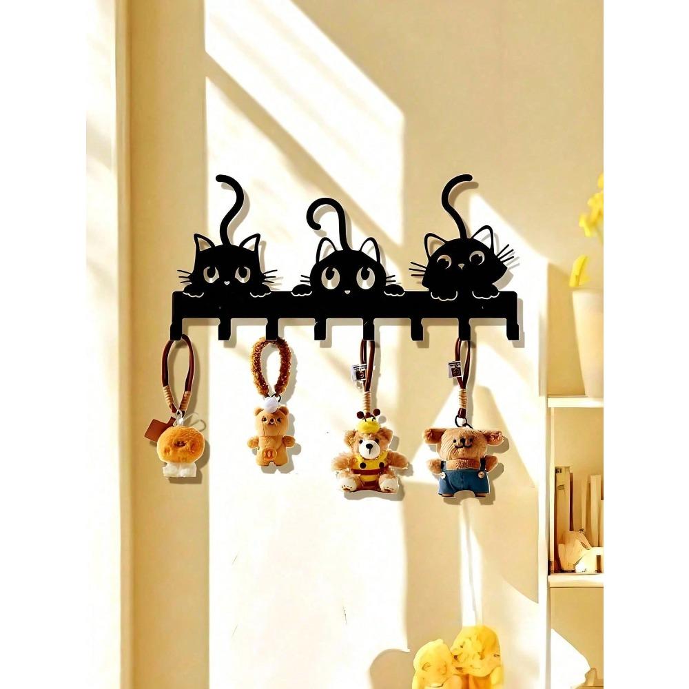 1pc Cat Shape Wall Mounted Coat Rack Key Holder Hook Entryway Hallway Home Decor Organization Hanger For Bedroom Kitchen Office