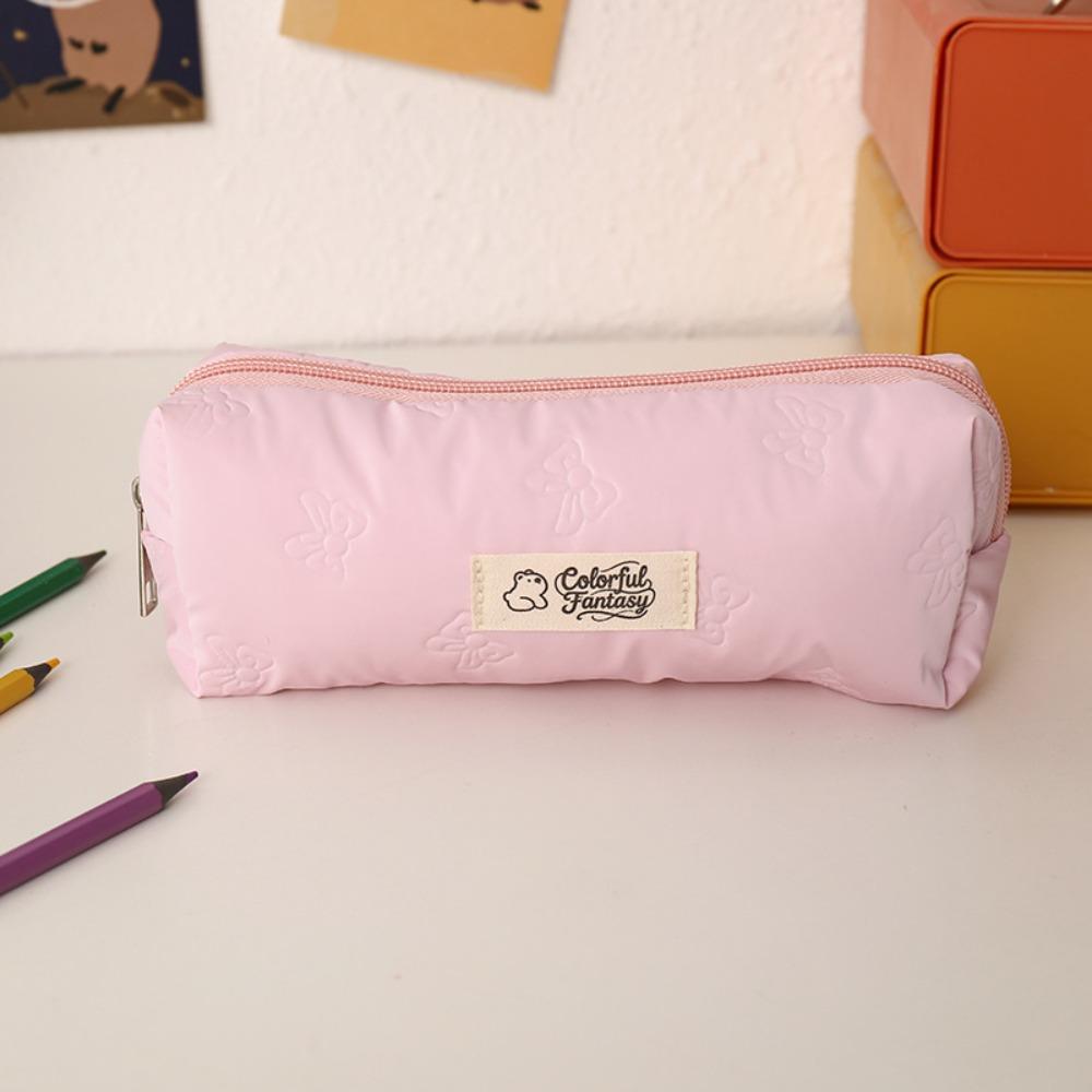 New PU Waterproof Pen Bag Bowknot Patterns Large Capacity Pen Pouch Stationery Organizer Students