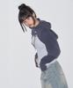 Pigment-Dyed Crop Hoodie T-Shirt Navy