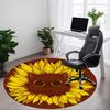 1pc Sunflower Cat Office Round Area Rug,  Mat Suitable For Office, Under Office Chairs Bedroom Living Room Home Decor, Room Deco