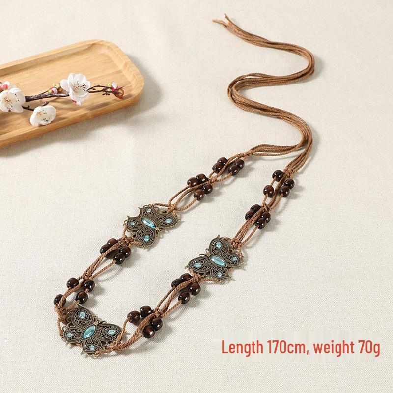 Damen Ethno-Stil Schmetterling Taillenkette: Modischer Metallgürtel für Rock oder Kleid