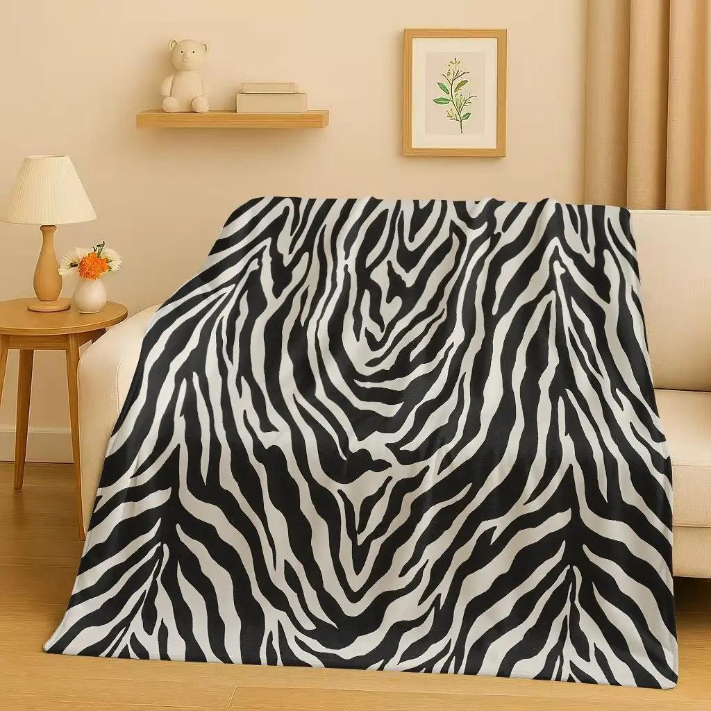 HD Zebra Tiger Leopard Beast Stripe Print Art Flannel Blanket,Ultra Soft Warm Plush Throw for Home Bedroom Bed Sofa Cover Office