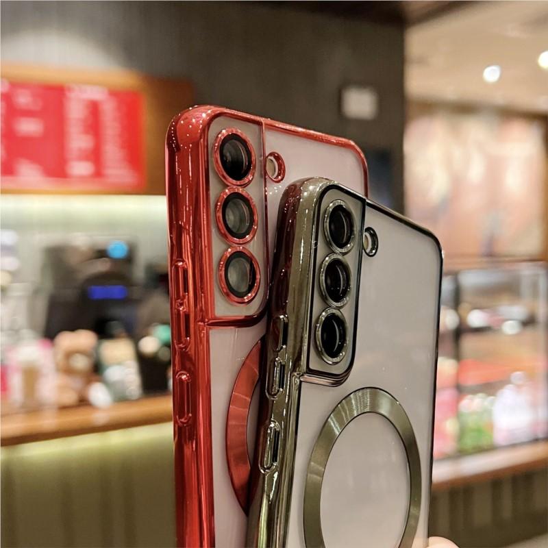 Luxury Plating For Magsafe Magnetic Case For Samsung S25 S24 S23 S22 Ultra Plus S21 S20 FE Note 20 A35 A55 A05 A15 Clear Cover