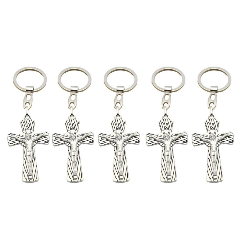 Cross Keychains Key Rings Religious KeyChains For DIY Car Hanging Simple Jewelry Handmade Gift