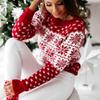 Dámský vánoční svetr Elk Snowflake s úpletem Tops halenka