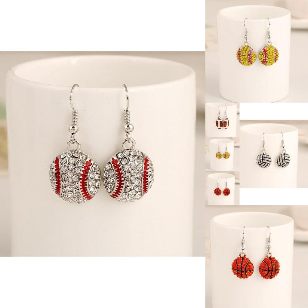 Water Diamond Baseball Hoop Earrings For Women With Sporty Style And Classic Design