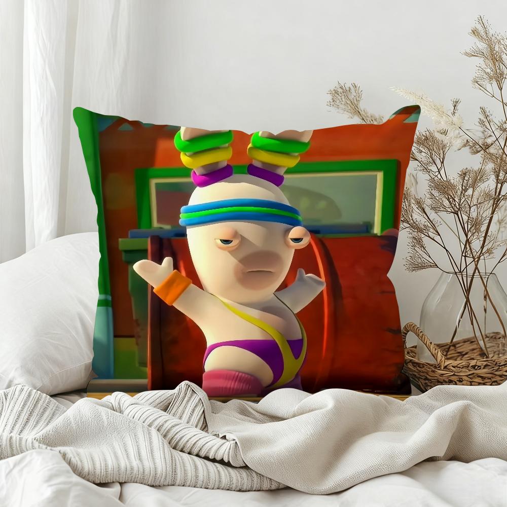 Cartoon RRaving Cute RRabbids Pillow Case Sofa Living Room Bedroom Headboard Backrest Square Cushion Nap Time 30X30cm