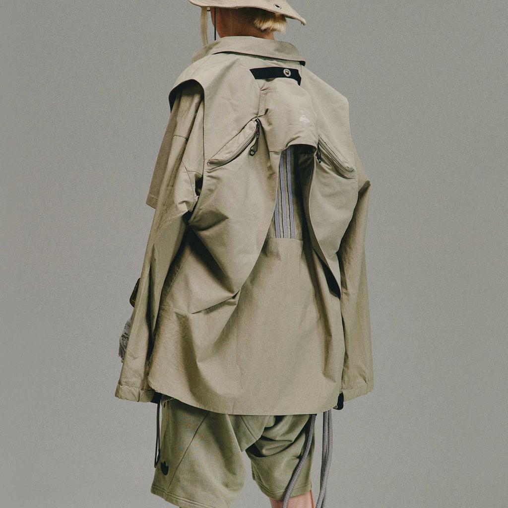 Adidas Originals X Hamcus Co-Branded Volcanic Ridge Back Straight-Cut Jacket With Lapel Unisex Jacket Pebble-Silver-Gray IL6939