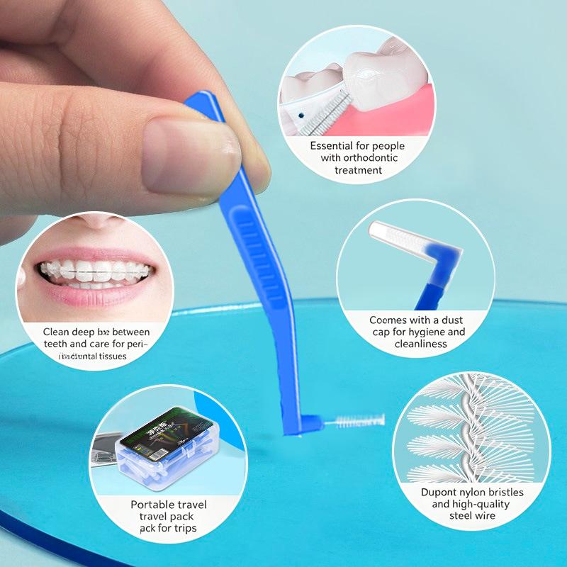 L Shaped Interdental Brushes Set 2 5Pcs Portable Soft Bristle Tooth Gap Cleaner Dental Floss Stick for Home Travel Use
