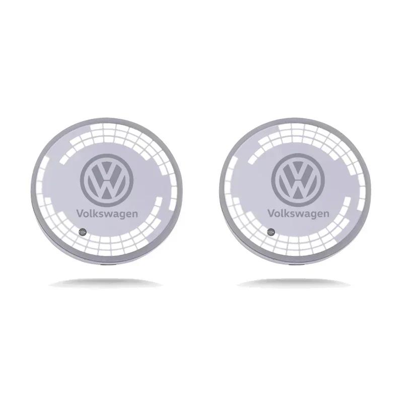 2025 Hot LED Car Coaster Light Water Cup Holder Mat Ambient Lamp for Volkswagen Golf Passat Jetta Tiguan Polo Bora Beetle Caddy