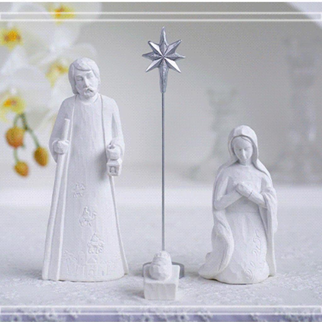 Festive Christmas Decor  Home Ornament Hand-Painted Religious Nativity Scene Statue for Christmas Showcase