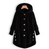 Women's Fashion Fuzzy Color Button Pocket Hooded Long Sleeve Loose Warm Jacket