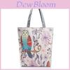 Stylish Women's Canvas Tote Shoulder Handbag Featuring Owl Design For Travel And Shopping