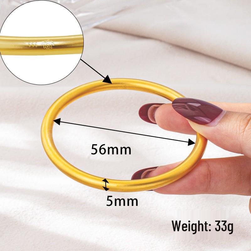 Vietnamese Sand Gold Wide Noodle Bangle for Women - Copper Alloy Simulated Jewelry