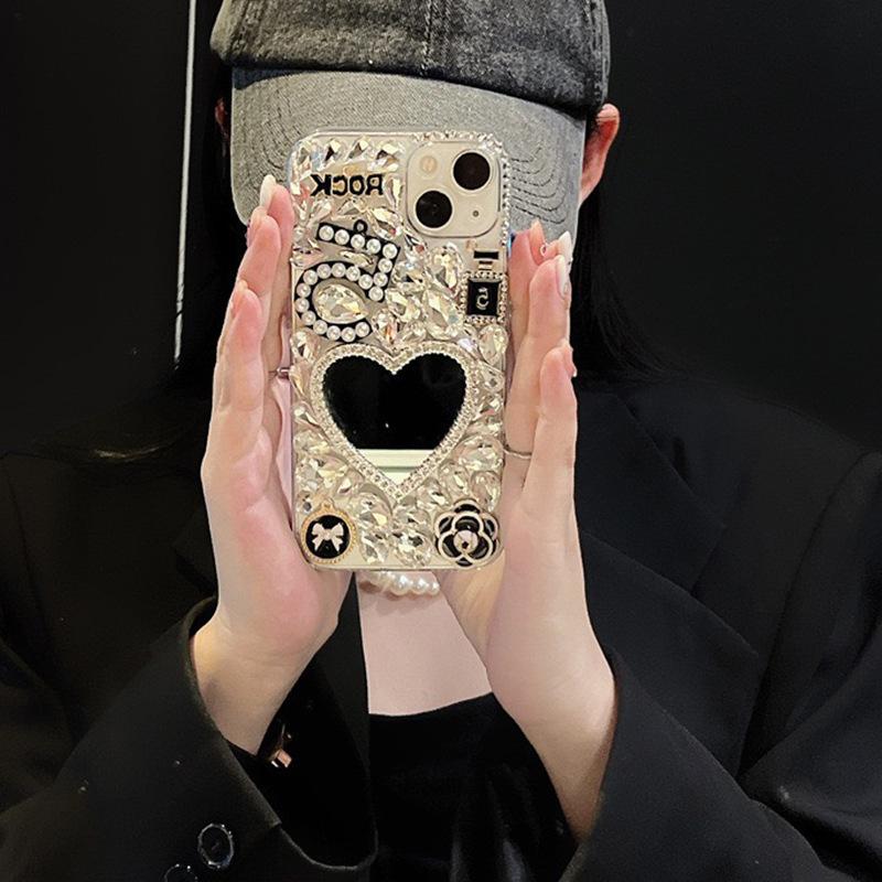 

Бриллиант для Samsung S25ultra Зеркальный чехол для телефона для S24plus Буква Цветок Note20 Любовь Жесткий чехол For Samsung note20ultra