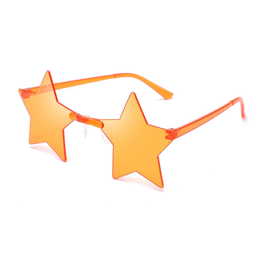 1Pc Frameless Star Shaped Solid Color Glasses For Cosplay Eyewear Cool Disco Glasses For Women Men Fashion Pentagram Sunglasses