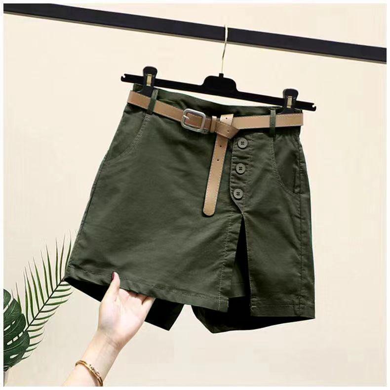 2026 Korean Style Women's Slimming Cotton Shorts with Buttoned Elastic Waist