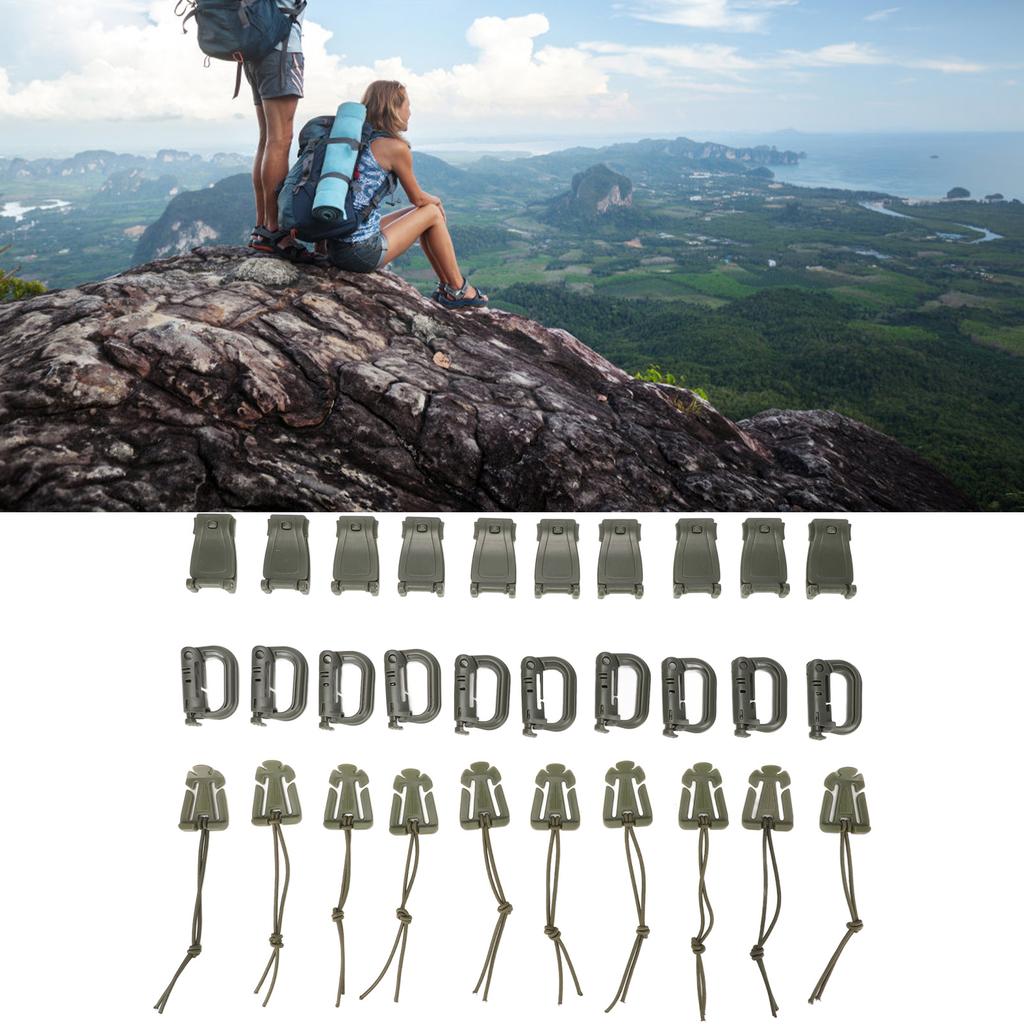 30 Pieces Backpack Bag Clip Strap Set with D Grimlock Locking Web Dominator Elastic St s Strap Management Tool Buckle