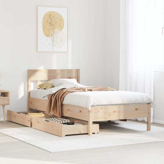 VidaXL Cadre de lit avec tête de lit 90x200 cm bois de pin massif, meuble de chambre à coucher, sommier, lit en bois, lit, 3301875