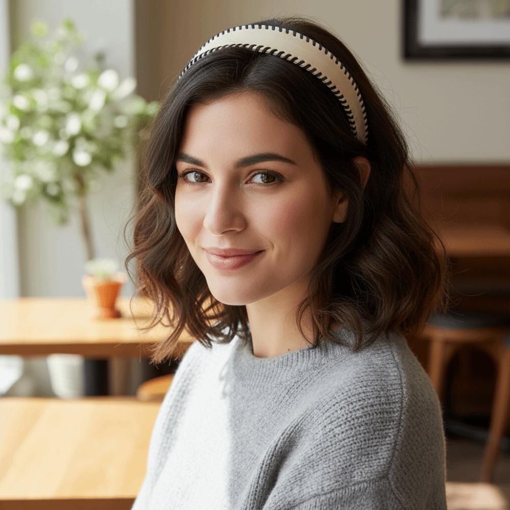 Solid Color Leather Headband Non-Slip Wide Edge Hairband Women Hair Hoop Wash Face