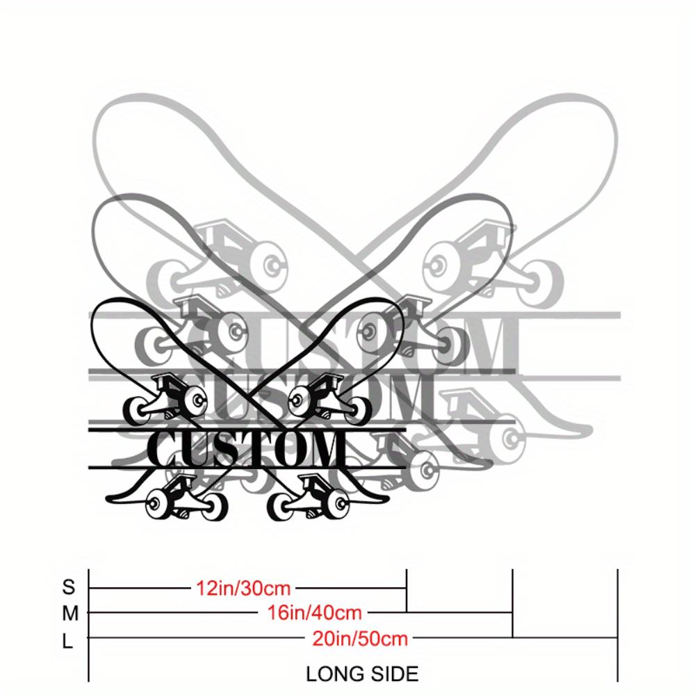 Custom Metal Wall Art Skateboard Theme Home Decor Personalized Sign 30cm