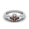 Inele de Nuntă Femei Solitaire Argint Sterling 925 Cuart Fumuriu Inimă Claddagh Irlandez 5mm
