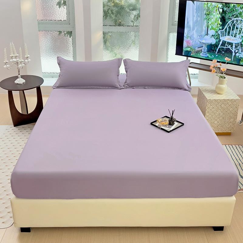 Four Seasons Skin-friendly Washed and Brushed Solid Color Pillowcase Protective Cover Double Fitted Sheet Taiwan Bed Bag