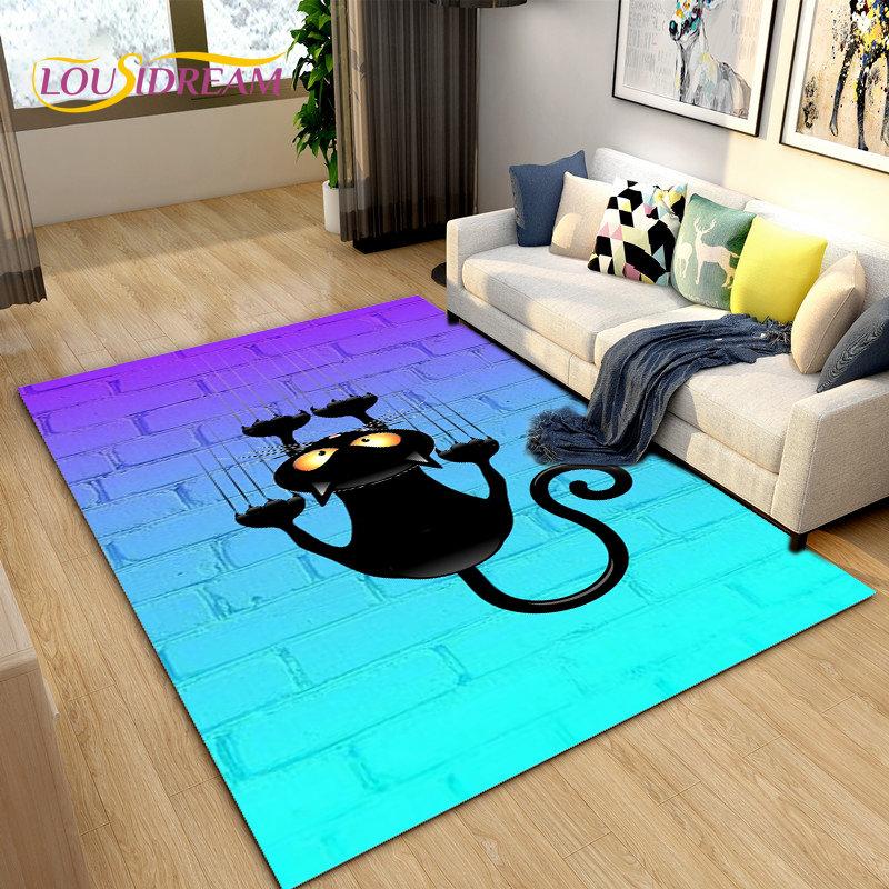 3D Cartoon Cute Cat Area Rug,Carpet Rug for Home Living Room Children's Bedroom Sofa Doormat Decor,Kitchen Non-slip Floor Mat