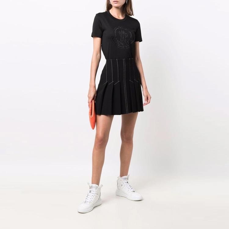 Moncler FW21 Letter Pattern Short Sleeve T-Shirt Women Tops Black H20938C00016829FB999