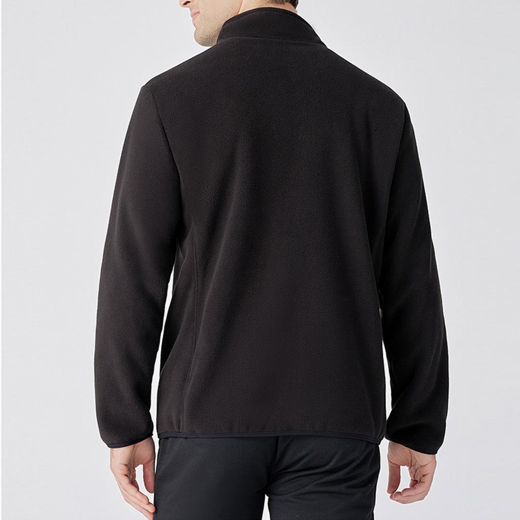 Men's Solid Color Zipper Pocket Work Jacket Men's Casual Lambskin Fleece Jacket