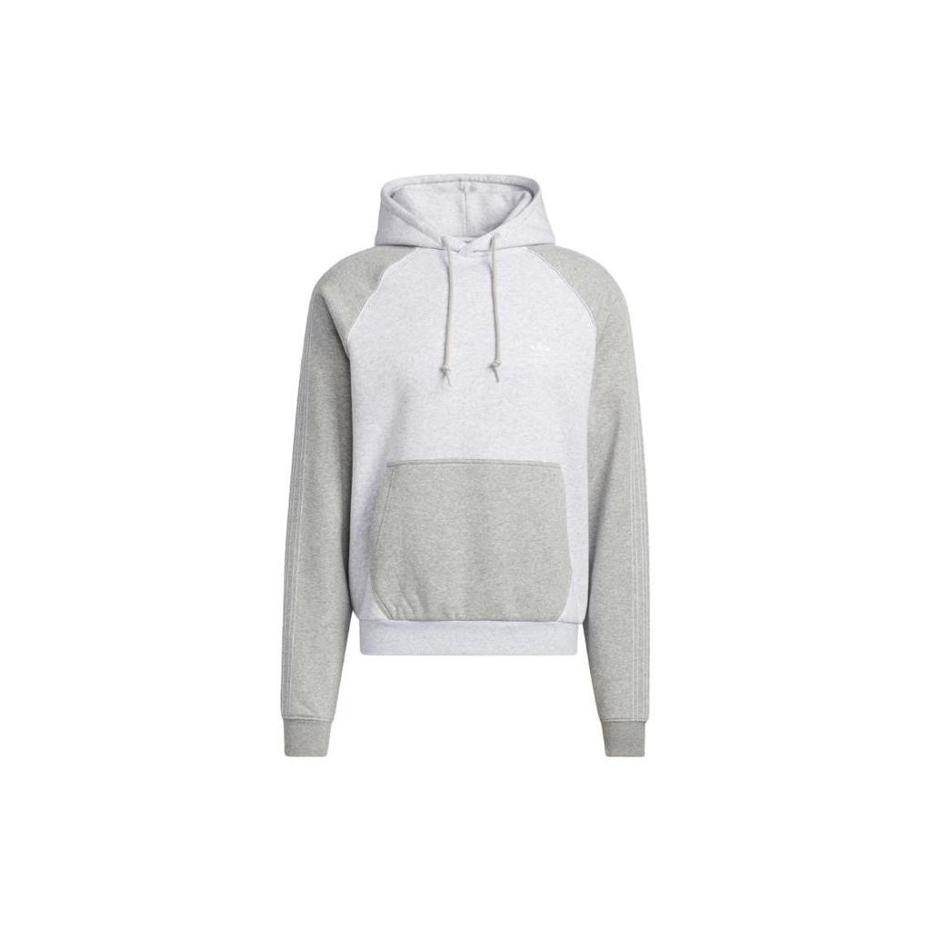 Adidas Originals Color Block Logo Hoodie Men Hoodies Light-Gray Stone-Flower HI3021