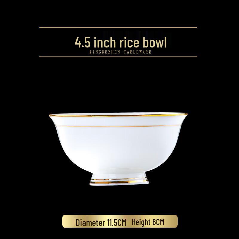 ZISIZ Gold-Painted Ceramic Rice Bowl Set