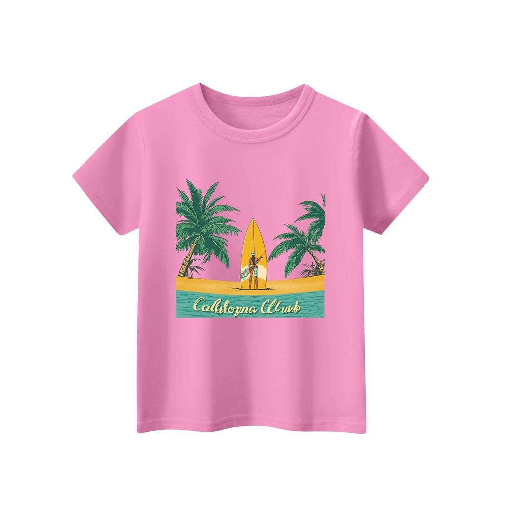 Maglietta a maniche corte con scollo a V per bambini, con stampa animalier, casual, da indossare tutti i giorni