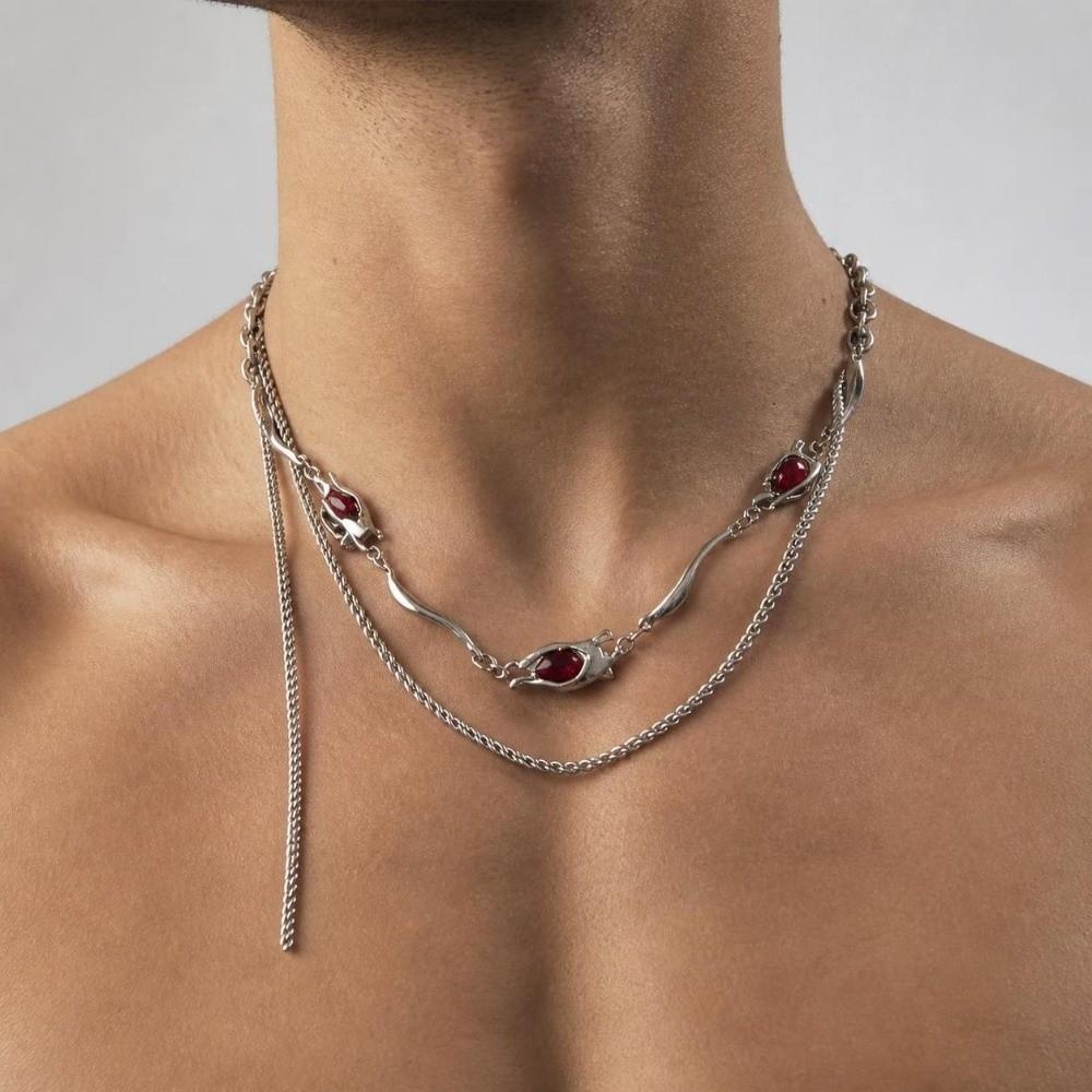 Adjustable Tassel Necklace Y2K Choker Chain Fashion Zircon Choker Necklace  Men