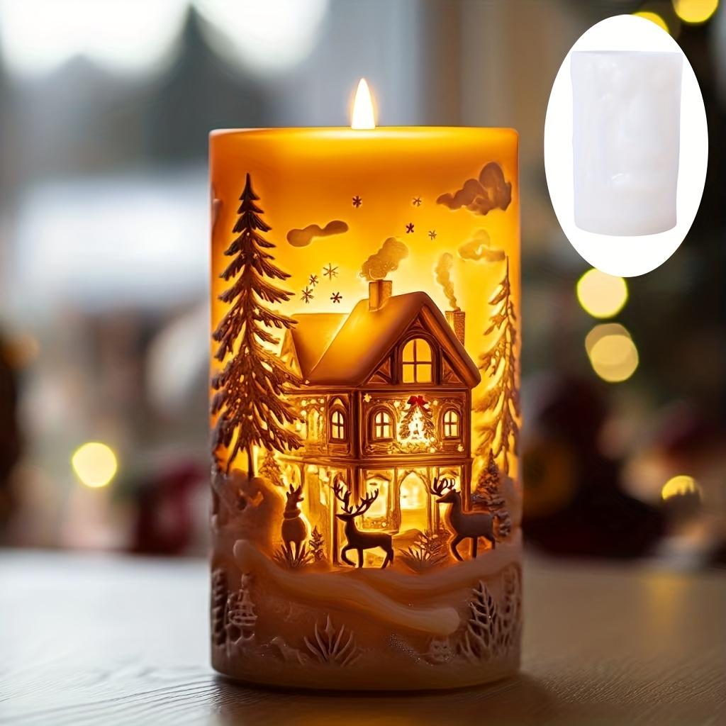 Cedar Christmas Tree House Candle Silicone Mold Snowflake Pine Tree House Christmas Tree Gypsum Molds Craft Mould Christmas Gift