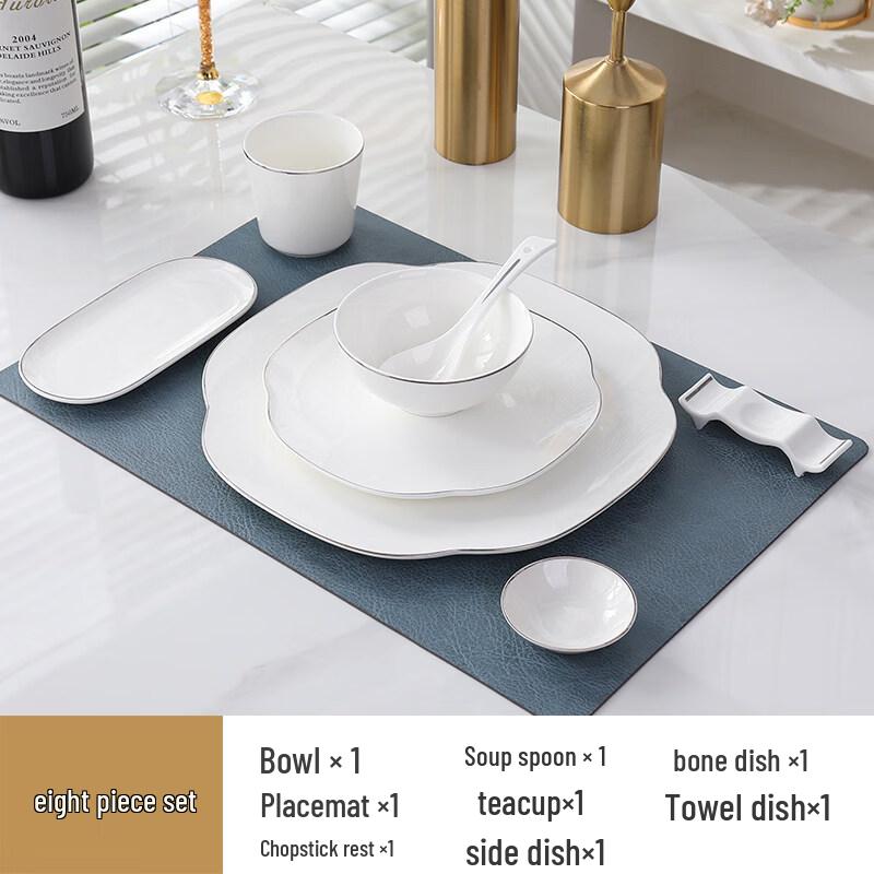 

Набор столовой посуды из костяного фарфора с серебряным ободком Ruyi