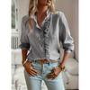 Fashion Spring Autumn Long Sleeve Pleated Women Shirt Elegant Loose Casual Ruffled Single-Breasted Elegant Office Blouse Ladies Basic Tops