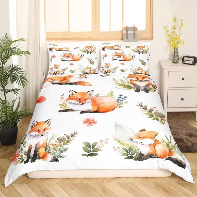 3D Cartoon Fox Pattern Bedding Set Home Decoration Duvet Bedding Gift for Children and Teenagers