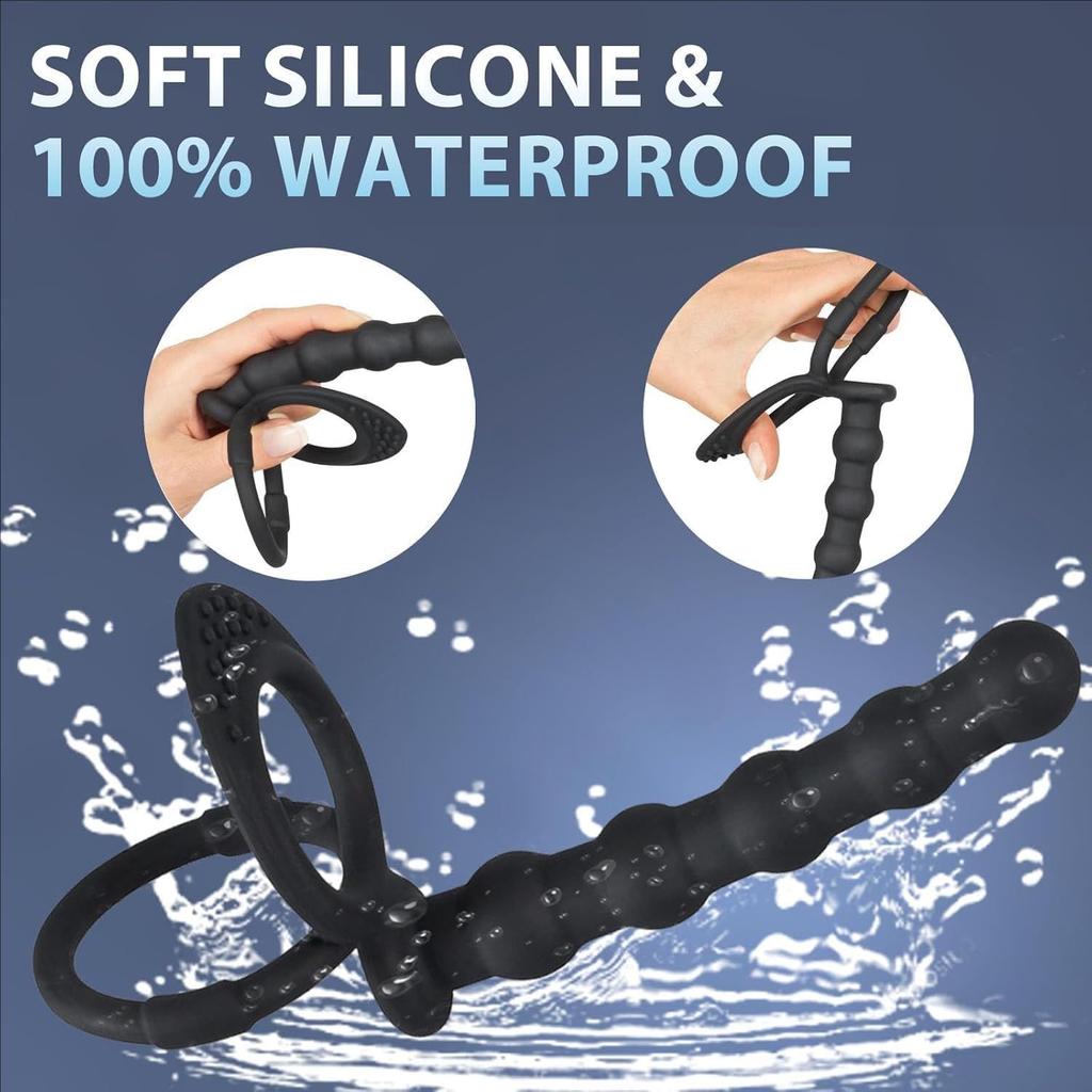 Double Penetration Dildo Dual Stimulation Vibrator for Couples Anal Beads G-Spot Massager Cock Ring Adult Sex Toys