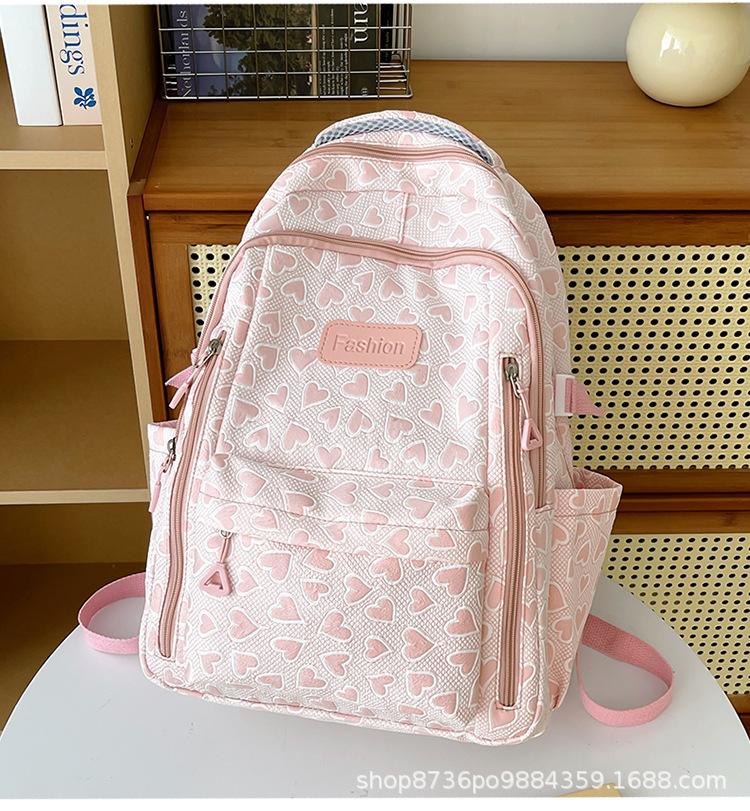 Schoolbag Korean Version Backpack for Women Ins Small Fresh Schoolbag High Junior High School College Student Large Capacity Simple Casual Backpack